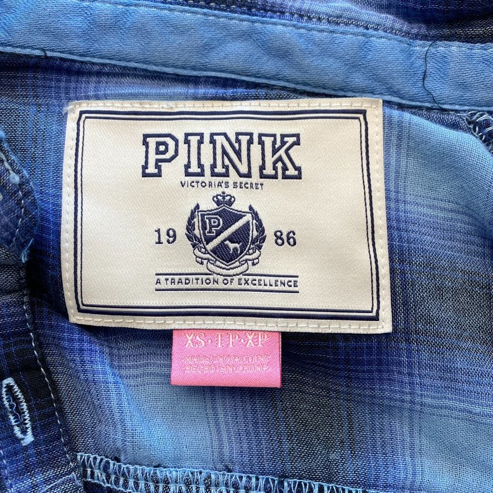 PINK by Victoria Secret Blue Plaid Popover Shirt Dress - Picture 6 of 11